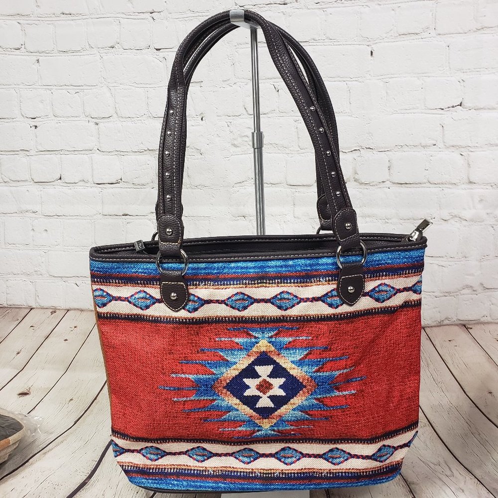 MONTANA WEST Aztec Print Western Tote Bag Purse - Picture 2 of 6